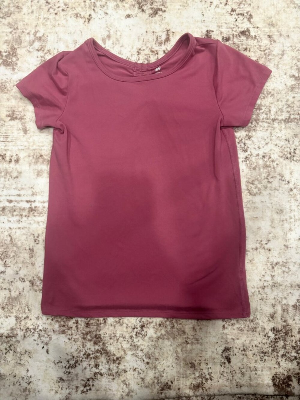 All In Motion Girls Mauve Pink Short Sleeve Cinched Back Workout Shirt